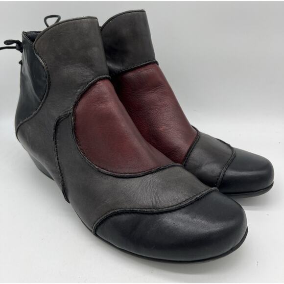 Remonte Dorndorf Lace Back Zip Ankle Boots Black Grey Red Wine Size 41 EU - Picture 1 of 10